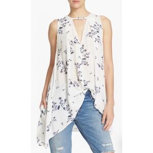 Free‎ People Floral Print Sleeveless Keyhole Neck Tunic Top Women's M